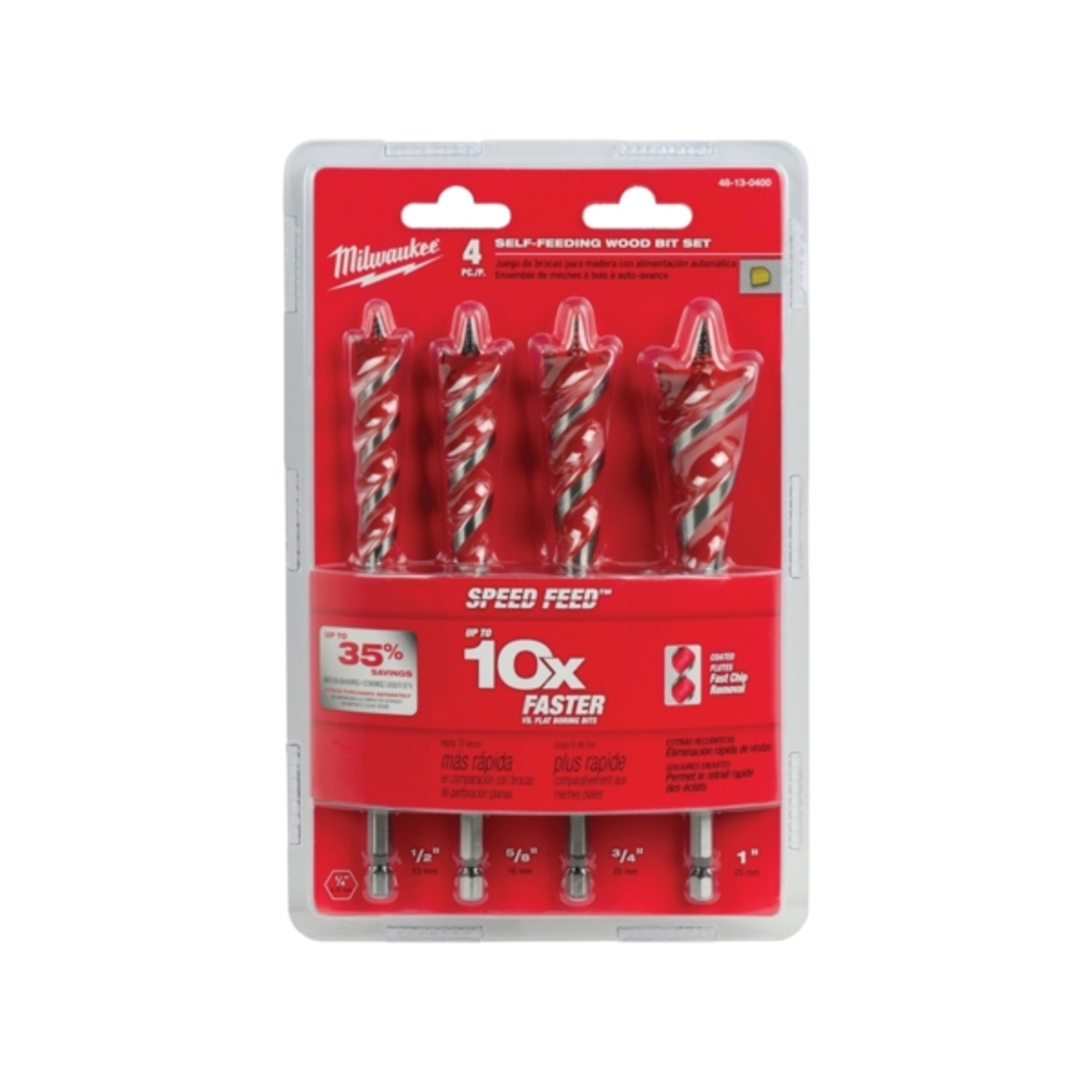 Milwaukee 48-13-0400 Wood Bit Set, Steel, Bright