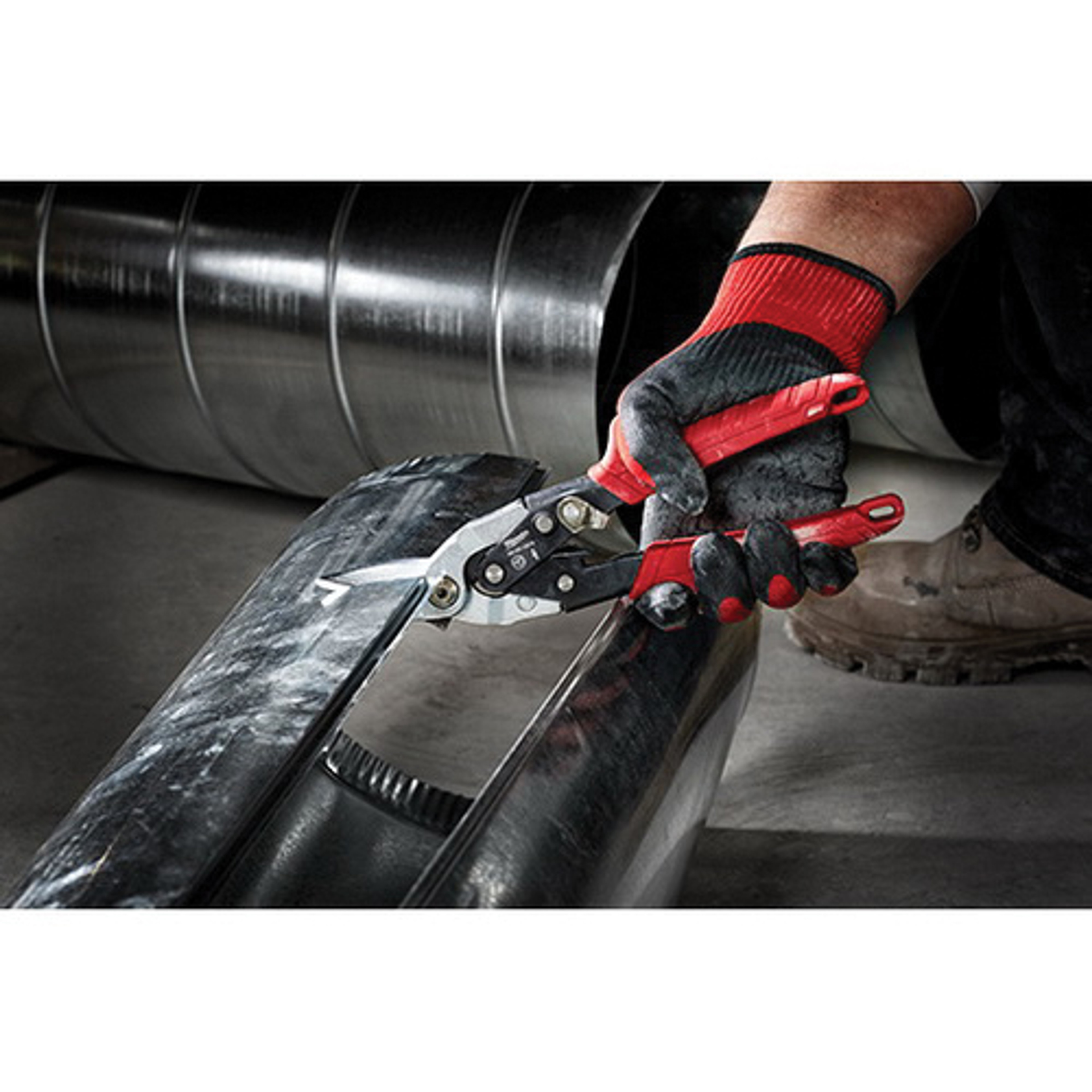 Milwaukee 48-22-4510 Aviation Snip, 10 in OAL, 5 in L Cut, Left, Straight Cut, Steel Blade, Ergonomic Handle, Red Handle