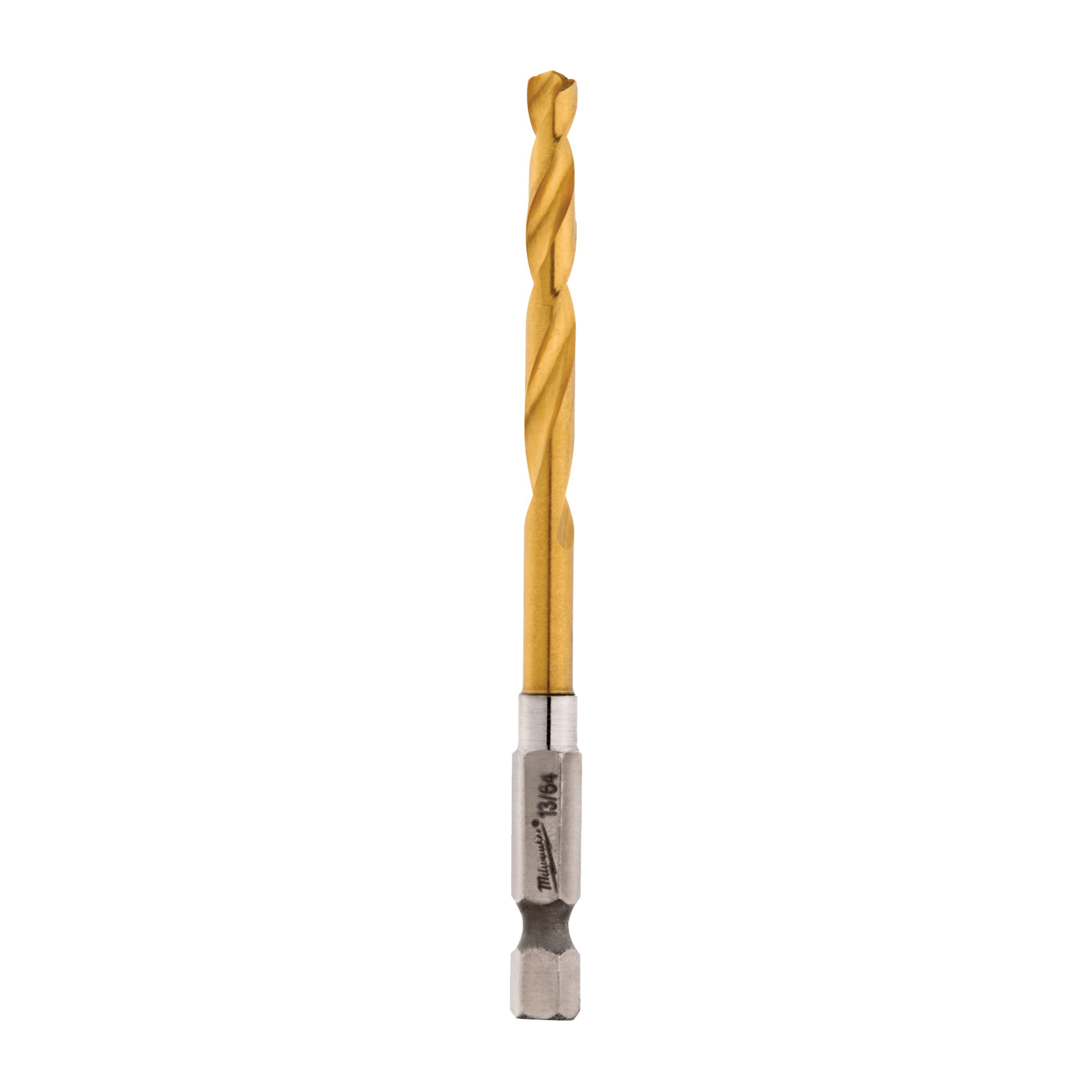 Milwaukee 48-89-4610 Impact Drill Bit, 13/64 in Dia, 3-1/2 in OAL, Twist Flute, 1/4 in Dia Shank, Hex Shank