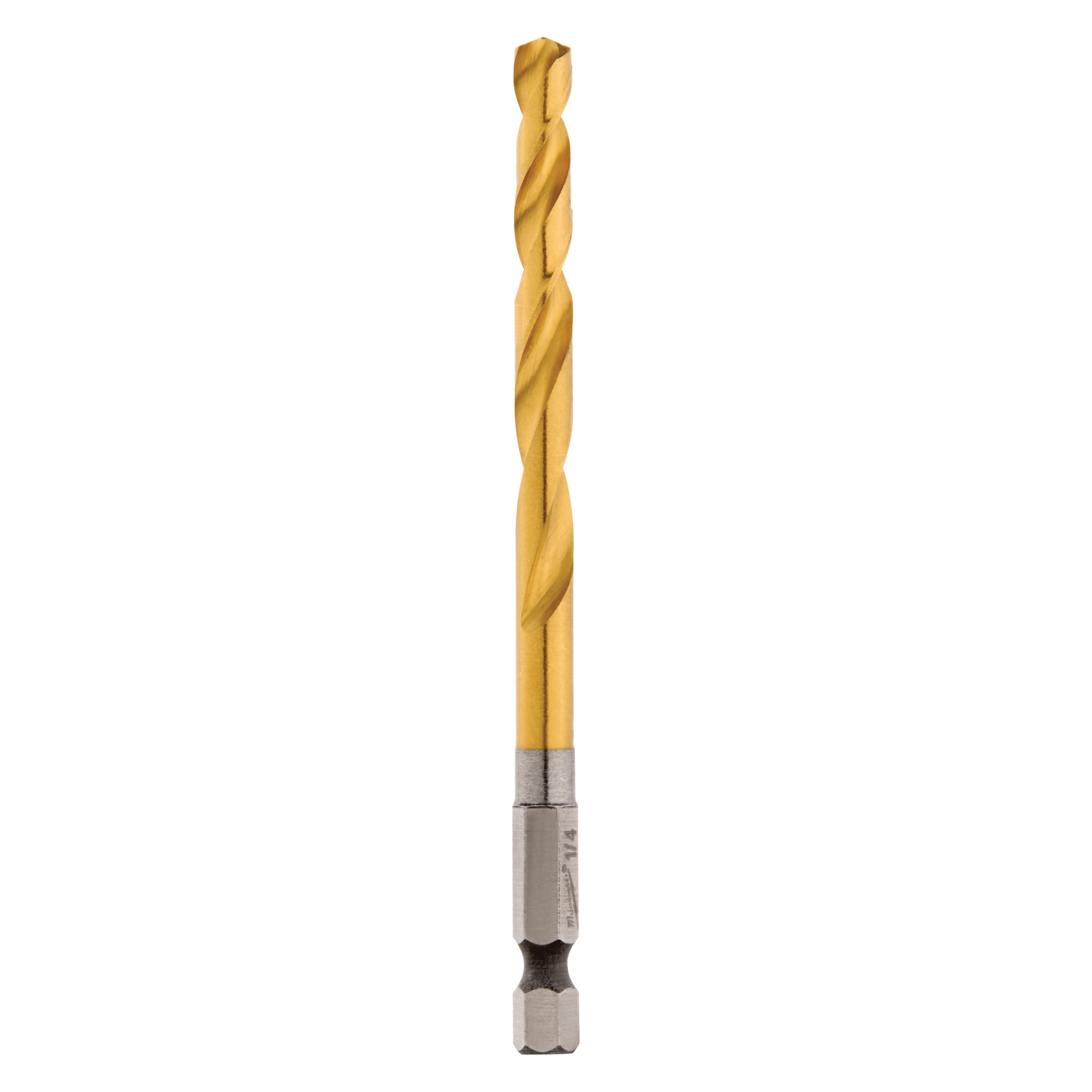 Milwaukee 48-89-4613 Impact Drill Bit, 1/4 in Dia, 4.13 in OAL, Twist Flute, 1/4 in Dia Shank, Hex Shank
