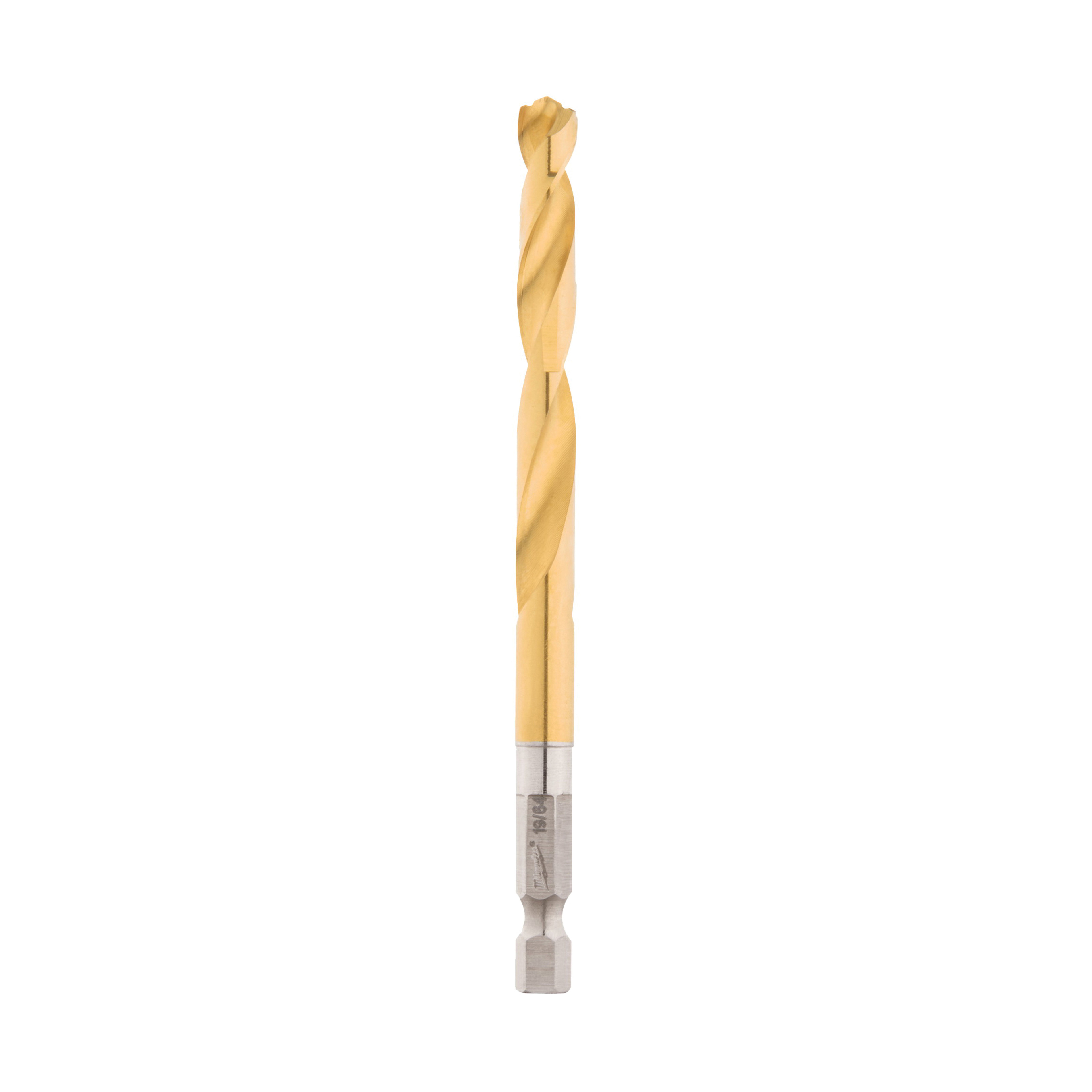 Milwaukee 48-89-4616 Impact Drill Bit, 19/64 in Dia, 4.37 in OAL, Twist Flute, 1/4 in Dia Shank, Hex Shank