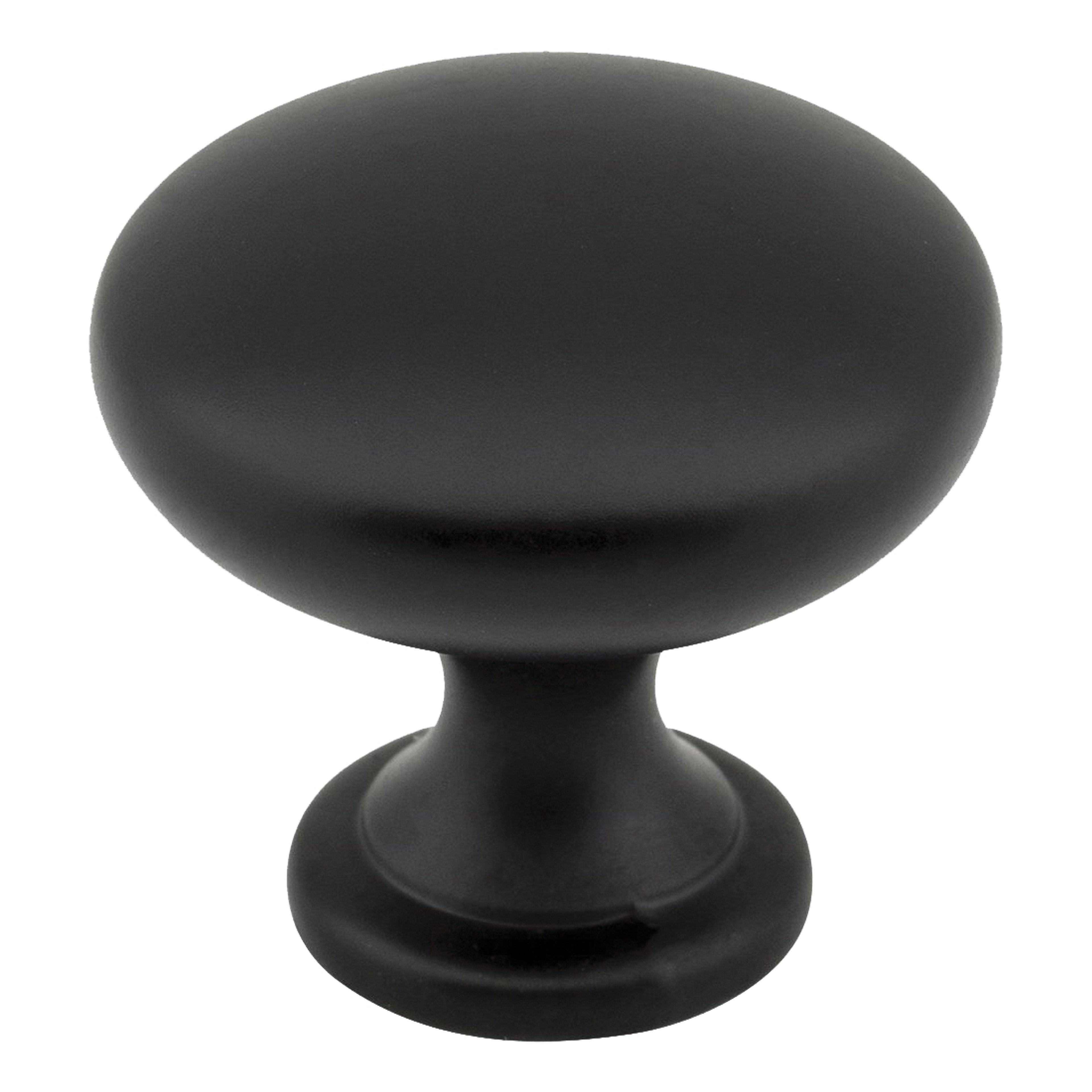 KasaWare K778MB-10 Cabinet Knob, 1-1/8 in Projection, 1-3/16 in Dia, Zinc, Matte Black, 10/PK