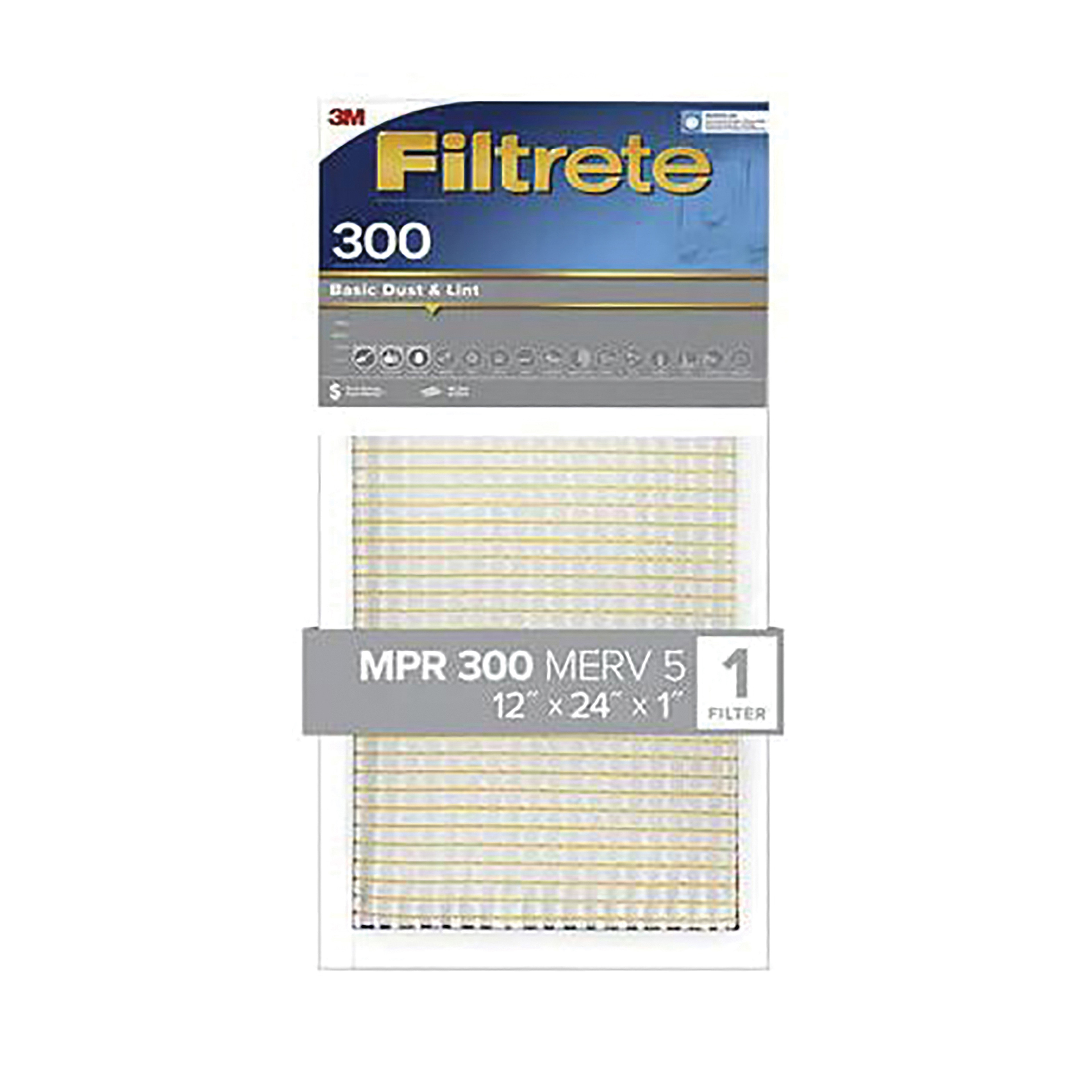 Filtrete BA20-4 Air Filter, 12 in L, 24 in W, 5 MERV, 300 MPR