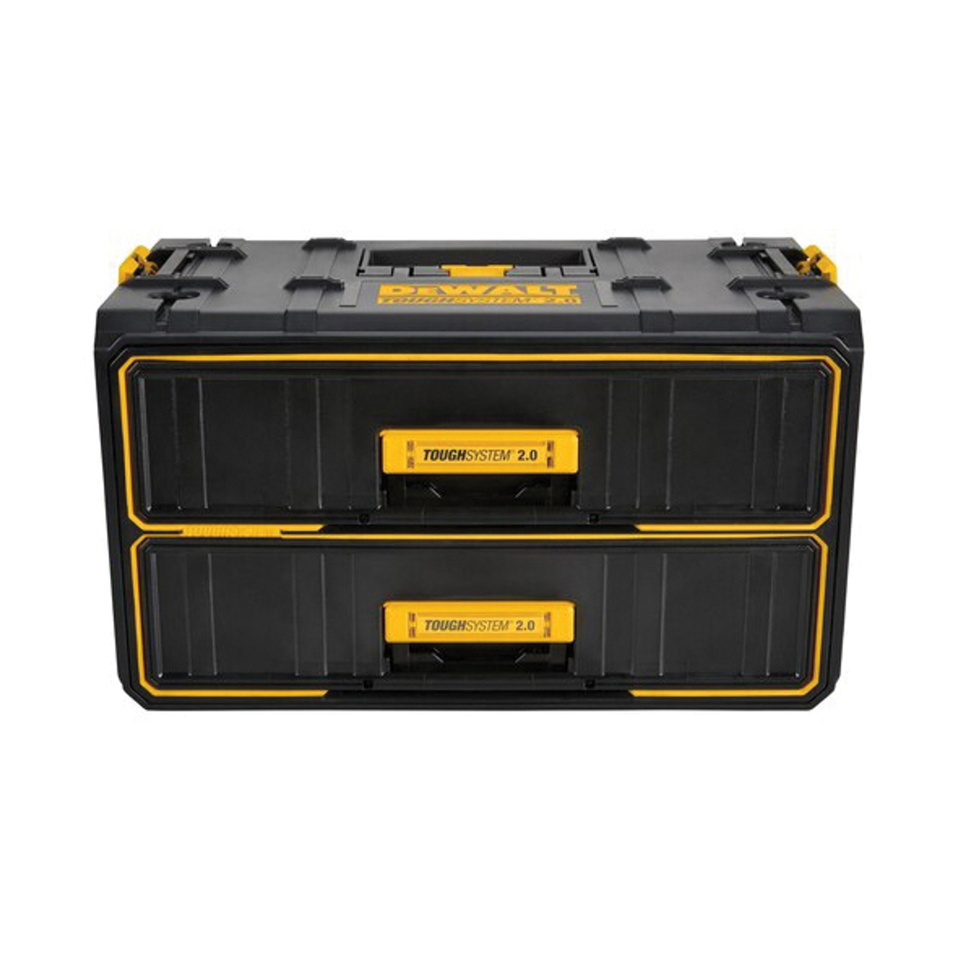 DEWALT ToughSystem 2.0 DWST08320 Tool Box, 25 lb, Polypropylene, Black, 12-3/5 in H x 12-1/3 in W Outside, 2-Drawer