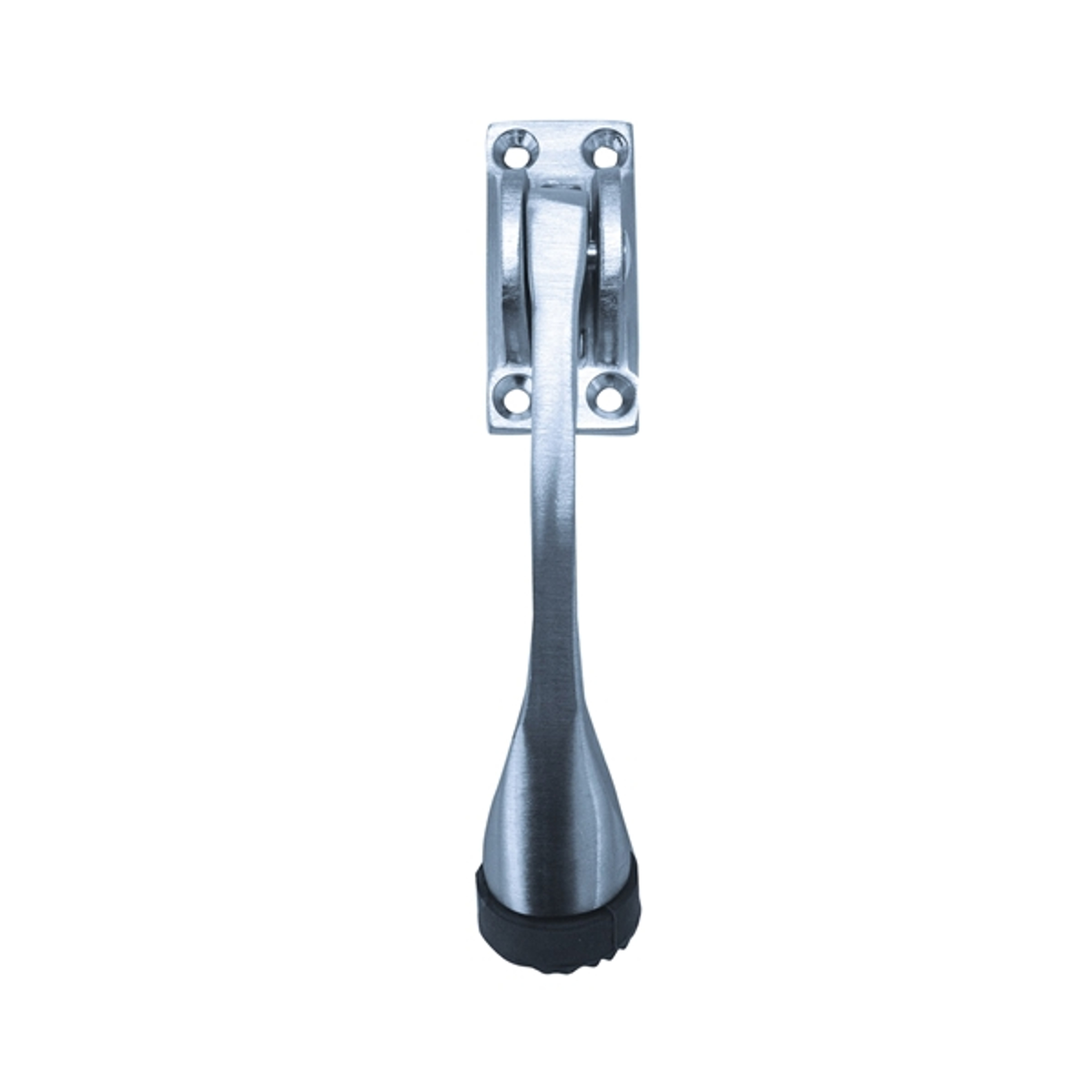 Tell Manufacturing DT100007 Door Holder, 4 in L, 4-1/8 in H, Brass/Rubber, Satin Chrome