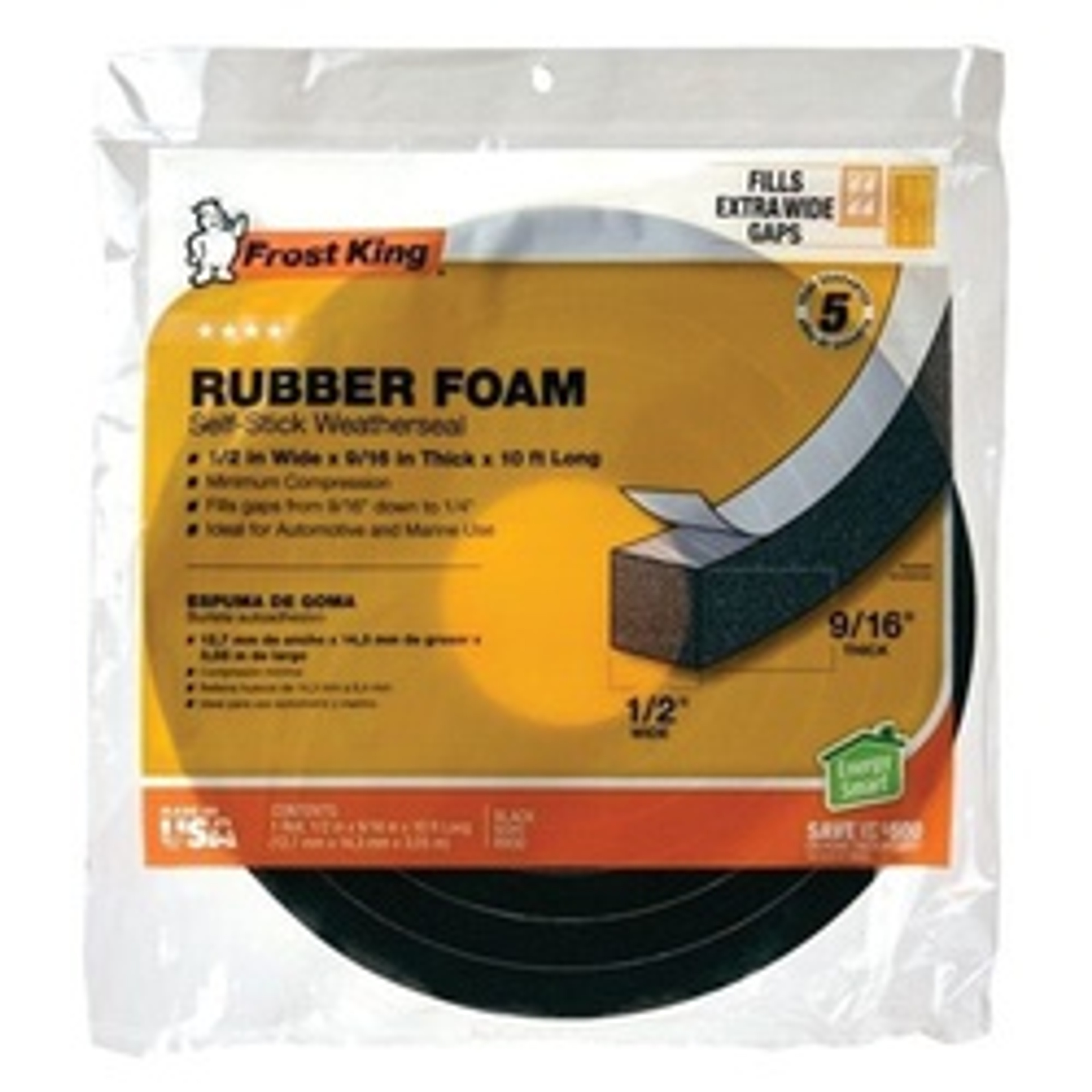 Frost King R734H Foam Tape, 3/4 in W, 10 ft L, 7/16 in Thick, Rubber, Black available at Hep Sales & North Main Lumber image number 1