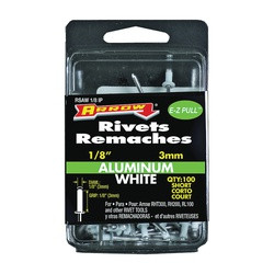 Arrow RSAW1/8IP Pop Rivet, Short, 1/8 in L, Aluminum, 100/PK