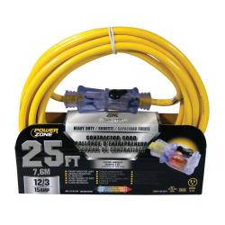 PowerZone Contractor Cord, 12 AWG Cable, 25 ft L, 15 A, 125 V