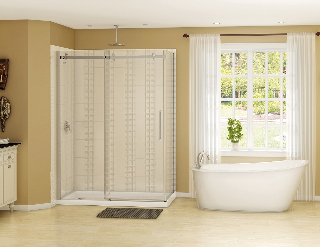 standing shower and soaking tub