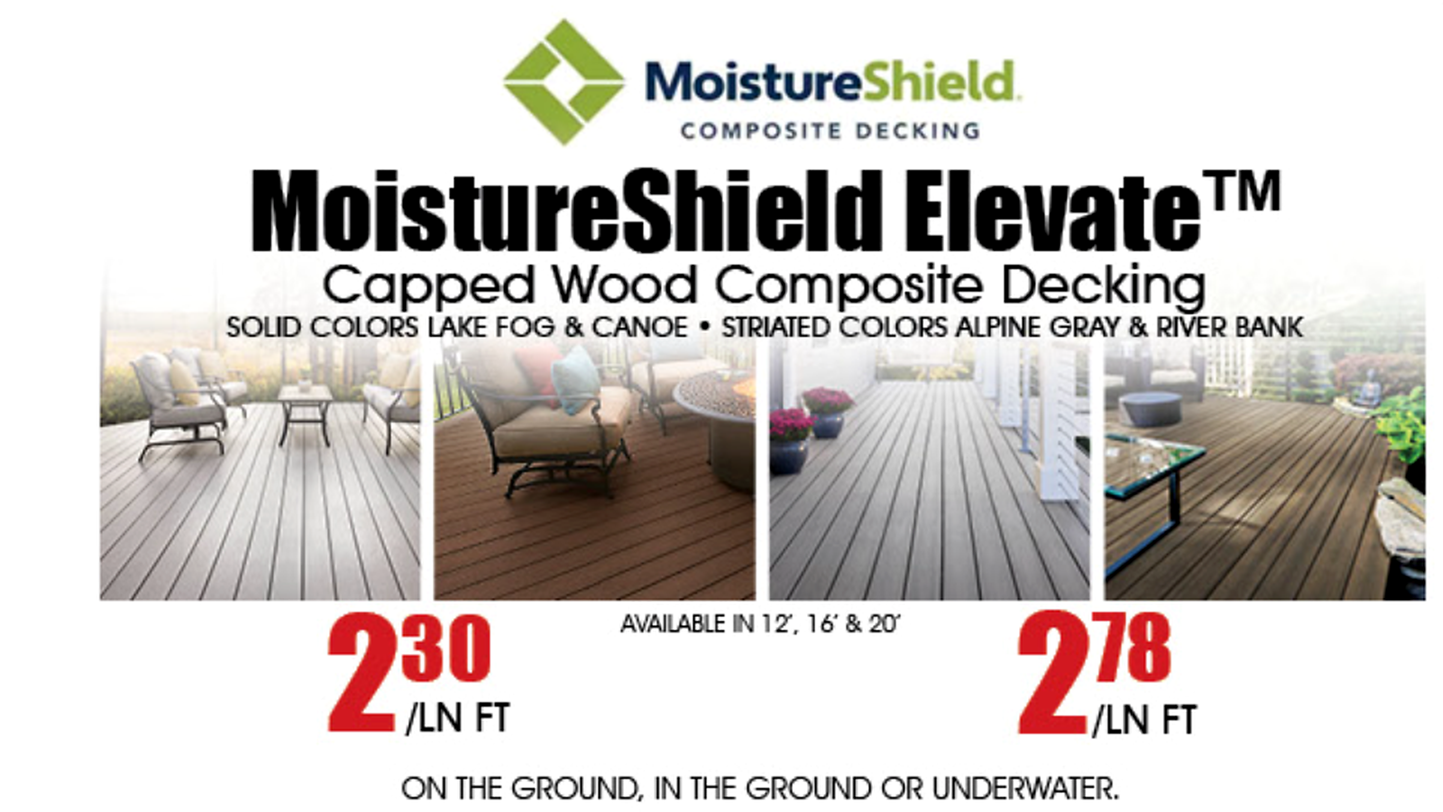 MoistureShield Elevate composite decking