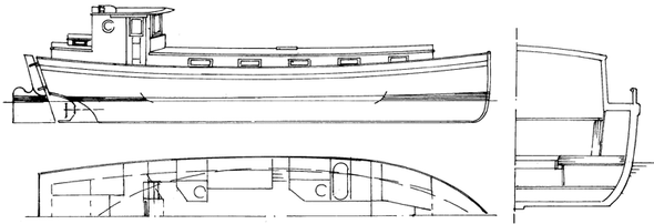45' Teign Motor Barge Plans