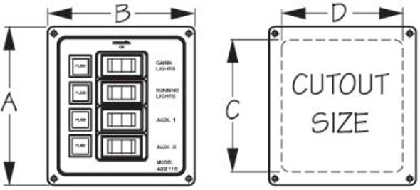 Aluminum Vertical 4-Switch Panel