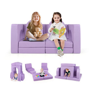 8-Piece Modular Kids Play Couch with Comfy Suede Fabric-Purple - Color: Purple D681-TP10265ZS 8-Piece Modular Kids Play Couch with Comfy Suede Fabric-Purple - Color: Purple D681-TP10265ZS