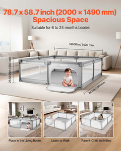 Baby Playpen, 78.7 x 58.7 Large Toddlers Playpen, Indoor/Outdoor Baby Fence Play Yard with 50 Ocean E415-YYEWSHLBYYEW6KXKV001V0 Baby Playpen, 78.7 x 58.7 Large Toddlers Playpen, Indoor/Outdoor Baby Fence Play Yard with 50 Ocean E415-YYEWSHLBYYEW6KXKV001V0