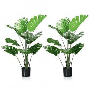 2 Pack Artificial Monstera Deliciosa Tree with 10 Leaves of Different Sizes - Color: Green D681-HZ10053-2