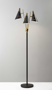 66" Black Three Light Novelty Floor Lamp With Black Cone Shade N270-372554