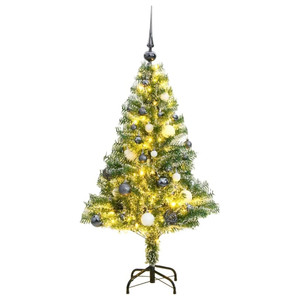  Artificial Christmas Tree 150 LEDs&Ball Set&Flocked Snow 59.1" A949-3210100