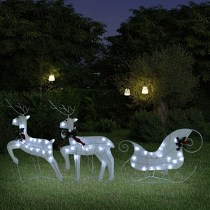 Reindeer And Sleigh Christmas Decoration Set of 2 White A949-342682 Reindeer And Sleigh Christmas Decoration Set of 2 White A949-342682