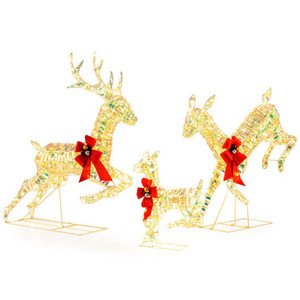3-Piece Lighted Christmas Reindeer Family with LED Lights and Bows B593-CM24888US 3-Piece Lighted Christmas Reindeer Family with LED Lights and Bows B593-CM24888US