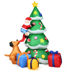 7 Feet Inflatable Christmas Tree Santa Decor with LED Lights - Color: Green - Size: 7 ft D681-CM23947US 7 Feet Inflatable Christmas Tree Santa Decor with LED Lights - Color: Green - Size: 7 ft D681-CM23947US