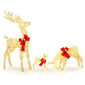 3 Pieces Lighted Reindeer Family Set with 230 LED Lights Stakes B593-CM24244US 3 Pieces Lighted Reindeer Family Set with 230 LED Lights Stakes B593-CM24244US