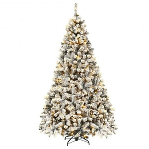 Pre-Lit Premium Snow Flocked Hinged Artificial Christmas Tree-7.5 ft - Color: White - Size: 7.5 ft D681-CM22729