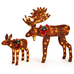 2 Pieces Lighted Moose Family with 170 LED Lights and Zip Ties B593-CM24892US