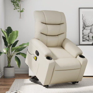 Stand up Massage Recliner Chair Cream Faux Leather A949-3206910