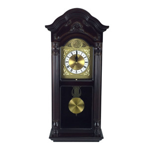 Bedford Clock Collection 25.5 Inch Antique Mahogany Cherry Oak Chiming Wall Clock with Roman Numera D970-BED-9018