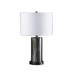 21" Glass LED Cylinder Table Lamp with Nightlight and White Drum Shade N270-468802