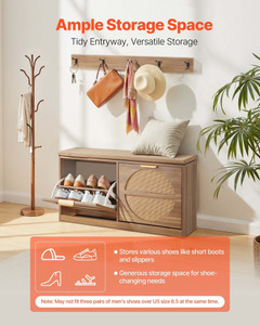 Entryway Shoe Bench, 38.9 x 9.4 x 19.7 Inch Rattan-Like Shoes Bench with Flip Drawers, 440lbs Shoe  E415-XGXD394INCH27VR50001V0