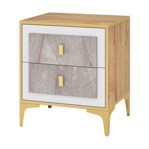 Nightstand with 2 Pull-out Drawers for Living Room Bedroom - Color: Natural D681-HU11016