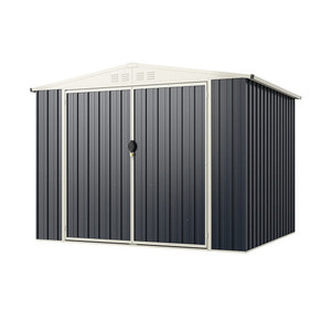 7.5 x 6.3 FT Metal Outdoor Storage Shed with Lockable Door-Gray - Color: Gray D681-GT4194GR+