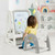 2-in-1 Kids Easel Desk Chair Set Book Rack Adjustable Art Painting Board-Gray - Color: Gray D681-BB5639HS