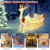 6 Feet Christmas Lighted Reindeer and Santa's Sleigh Decoration with 4 Stakes-Golden - Color: Golden D681-EU10025US
