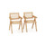Set of 2 Rattan Accent Chairs with Natural Bamboo Frame-Natural B593-JV11084-2