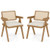 Set of 2 Rattan Accent Chairs with Padded Cushion and Rubber Wood Frame-Beige - Color: Beige D681-KC57784WH