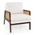 Mid Century Modern Accent Chair with Rattan Arms and Cushion-Brown B593-HV10640