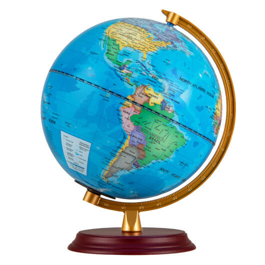 8 Inch Illuminated World Globe Night Light up Globe Lamp with Wooden Stand and HD Map-Blue - Color: D681-HZ10342BL