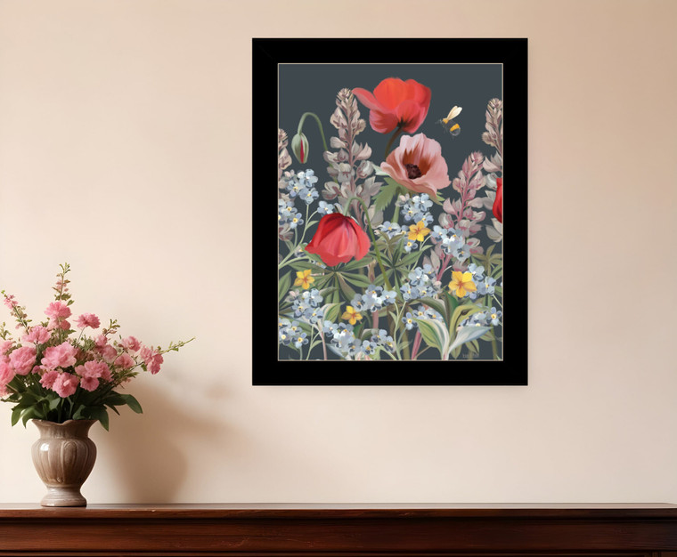 Summer Garden Buzz Black Framed Print Wall Art N270-529871