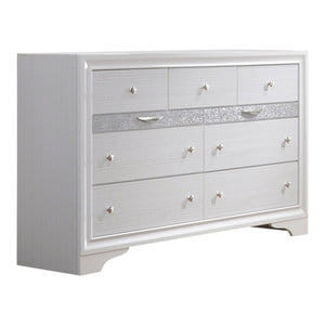 58" White Solid Wood Seven Drawer Triple Dresser N270-374200