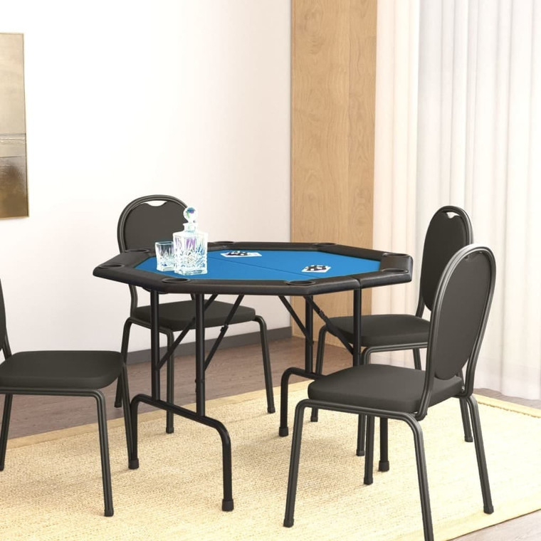  8-Player Folding Poker Table Blue 42.5"x42.5"x29.5" A949-80405