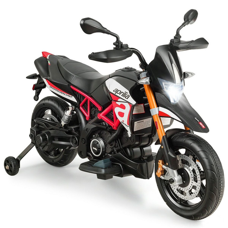 12V Kids Ride-On Motorcycle Aprilia Licensed with Sounds and Music-Red - Color: Red D681-TY327449US-RE
