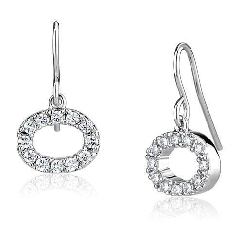 3W1278 - Rhodium Brass Earrings with AAA Grade CZ  in Clear A874-3W1278