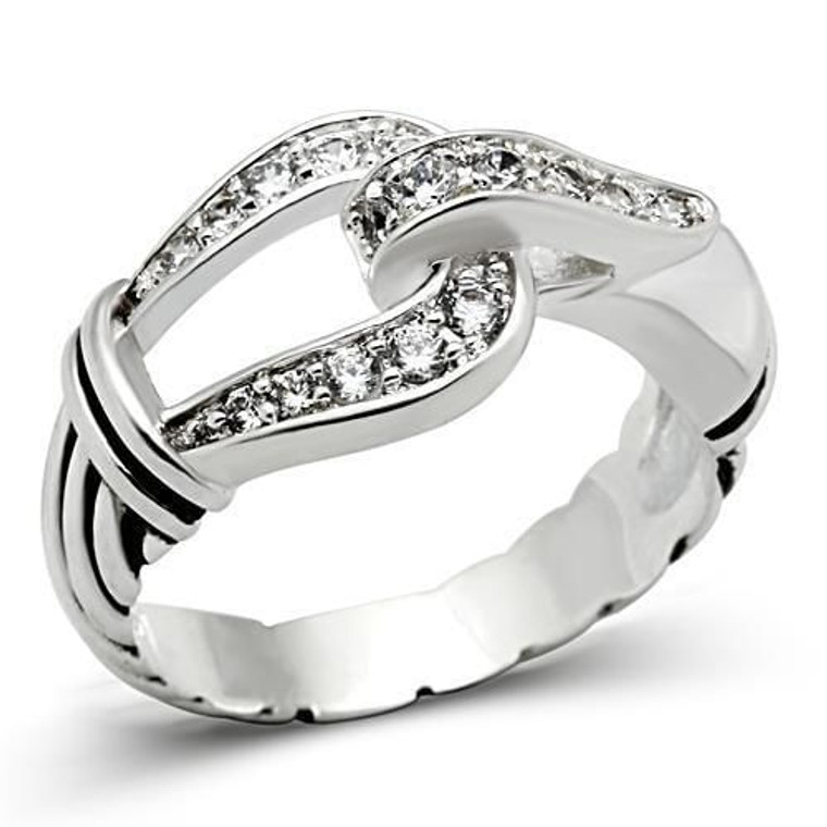 SS050 - Silver 925 Sterling Silver Ring with AAA Grade CZ  in Clear A874-SS050