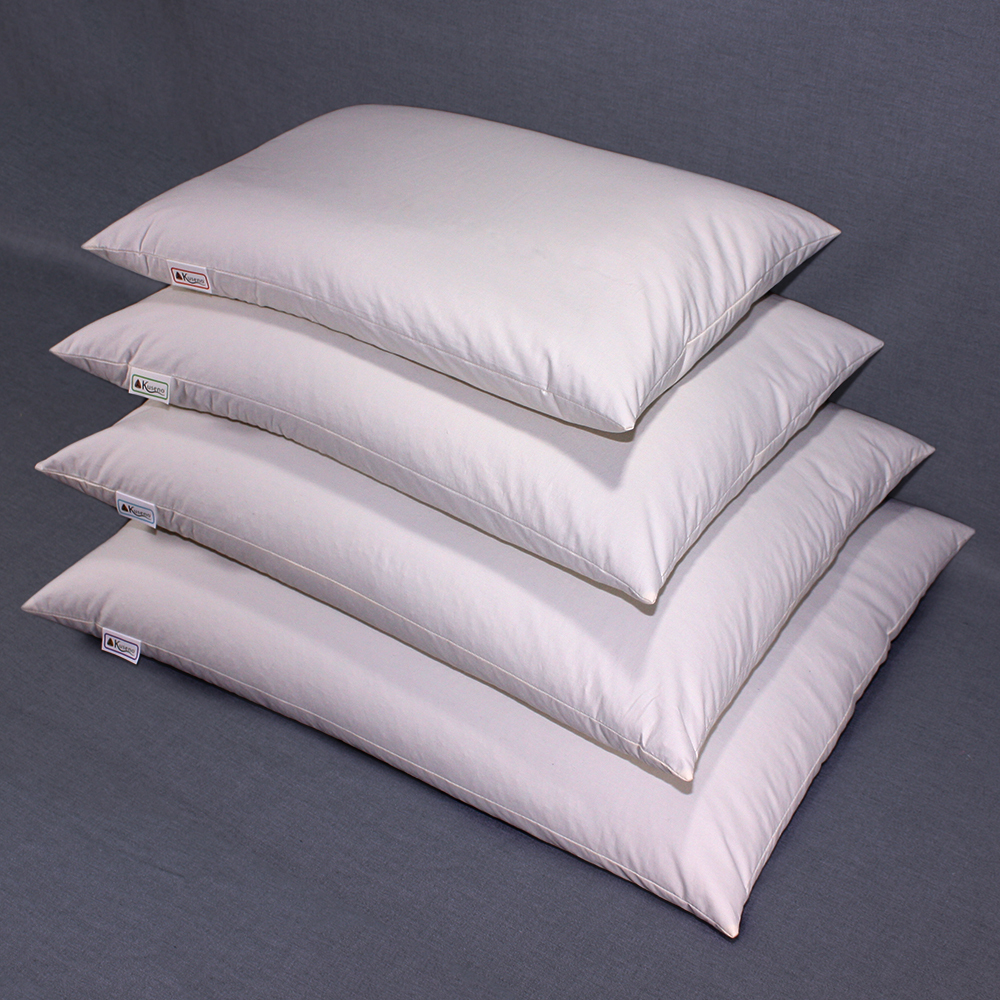 4 sizes of pillows in a stack
