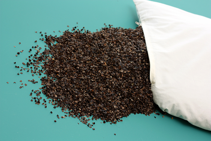 Buckwheat hulls in a pillow