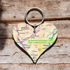OS Map Wooden Heart Key-ring - Snowdonia National Park