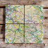 OS Map Ceramic Four Coaster Set - Peak District National Park