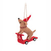 Santa Sausage Dog on a Scooter Felt Decoration